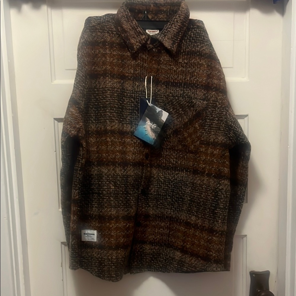 Men's Brown Plaid Vintage Style Jacket Shirt
